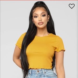 💛FASHION NOVA Yellow Lettuce-Cut Crop Top💛☸️